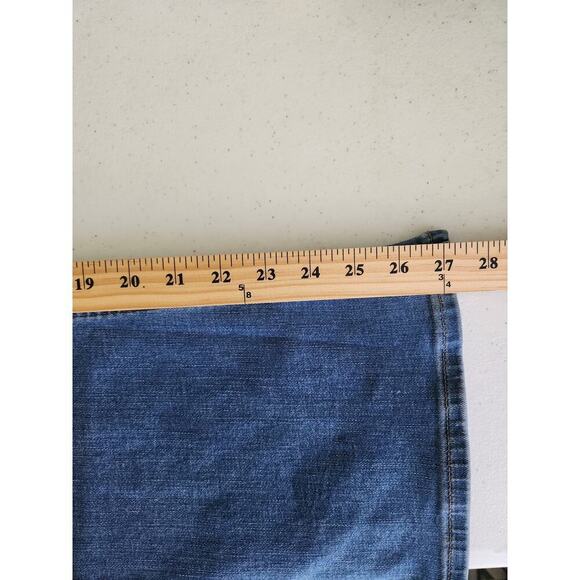 American Eagle Flare Denim Overalls Sz 2 Short V front/back stretch boho beachy - Picture 8 of 9